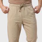 Men's Beige Jogger Fit Solid Track Pants, गहरा पीला, small