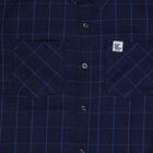 Boys Navy Blue Cotton Classic Collar Casual Shirt, Mid Blue, small