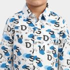 Boys' White Cotton Spread Collar Casual Shirt, सफ़ेद, small