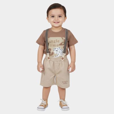 Infants' Beige Cotton Round Neck Baba Suit
