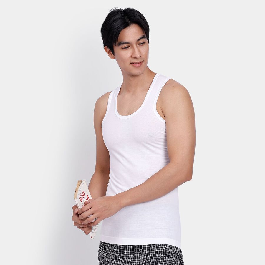 Men's 100% Cotton Vest, White, large image number null