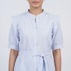 Women's Blue V-Neck Casual Midi Dress, Light Blue, small