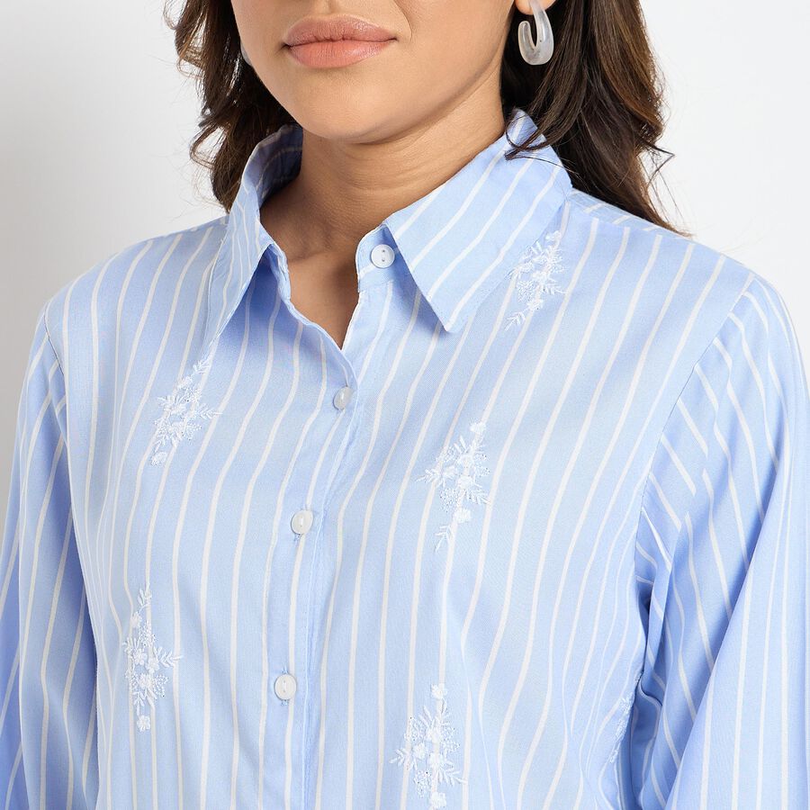 Ladies'  Stripes Shirt, हल्का नीला, large image number null