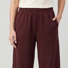 Women's Wine Relaxed Fit Wide Leg Track Pants, वाइन, small
