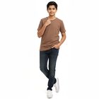 Boys' Half Sleeves T-Shirt, Brown, small image number null