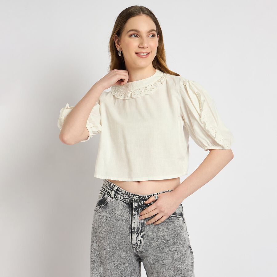 Ladies' 100% Cotton Shirt , White, large