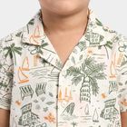Boys' Mint Green Cotton Camp Collar Casual Shirt, Light Green, small