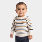 Infants' Off White Crew Neck Striped Pullover, Off White, small