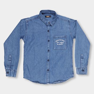 Boys Muted Steel Blue Classic Casual Shirt
