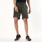 Men's Olive Green Printed Relaxed Fit Bermuda Shorts, ओलिव, small