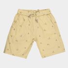 Boys Beige Regular Fit Textured Bermuda Shorts, Beige, small