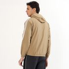 Men's Muted Beige Hooded Casual Jacket, Beige, small