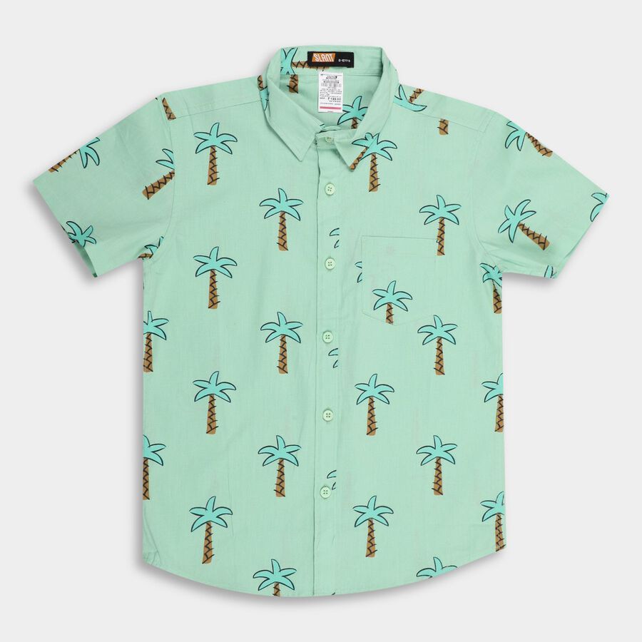 Boys' 100% Cotton Casual Shirt , हल्का हरा, large image number null