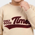 Boys' Beige Crew Neck Pullover Sweatshirt, गहरा पीला, small
