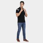 Men's Black Cotton Blend Polo Neck Classic T-Shirt, काला, small