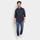 Cotton Stripes Casual Shirt, Dark Blue, small image number null