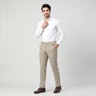 Men's Light Grey Slim Fit Checked Chino Trousers, हल्का ग्रे, small