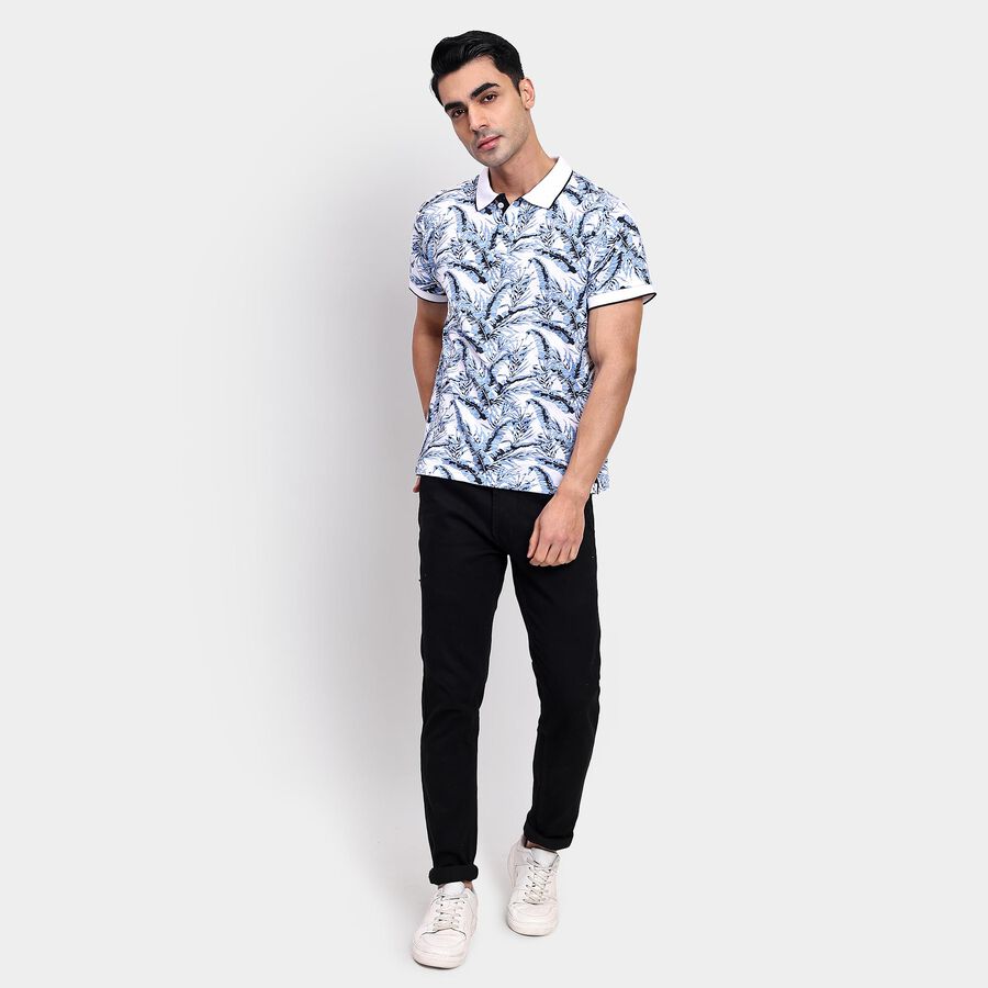 Men's 100% Cotton Collared Half Sleeves T-Shirt, गहरा नीला, large