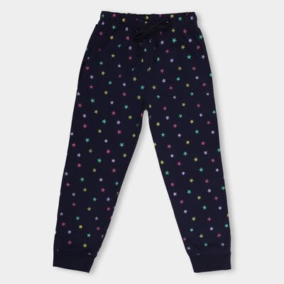 Girls' Deep Navy Blue Star Printed Jogger Pyjama