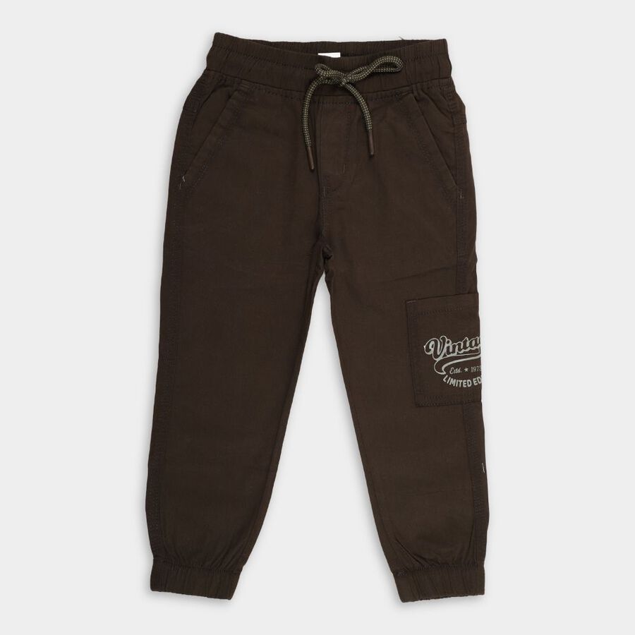 Boys' 100% Cotton Trousers, ओलिव, large image number null