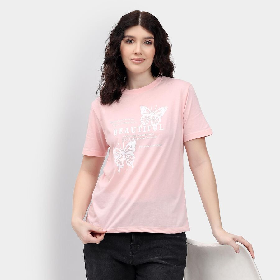 Ladies' Round Neck T-Shirt , Light Pink, large