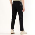 Men's Slim Fit Casual Trousers, काला, small