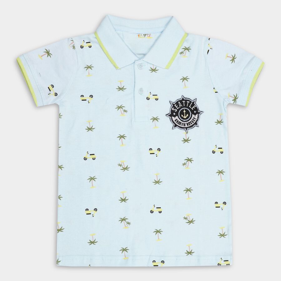 Boys' 100% Cotton Half Sleeves T-Shirt , Light Blue, large image number null