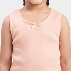 Girls Peach Cotton Sleeveless Vest, Peach, small