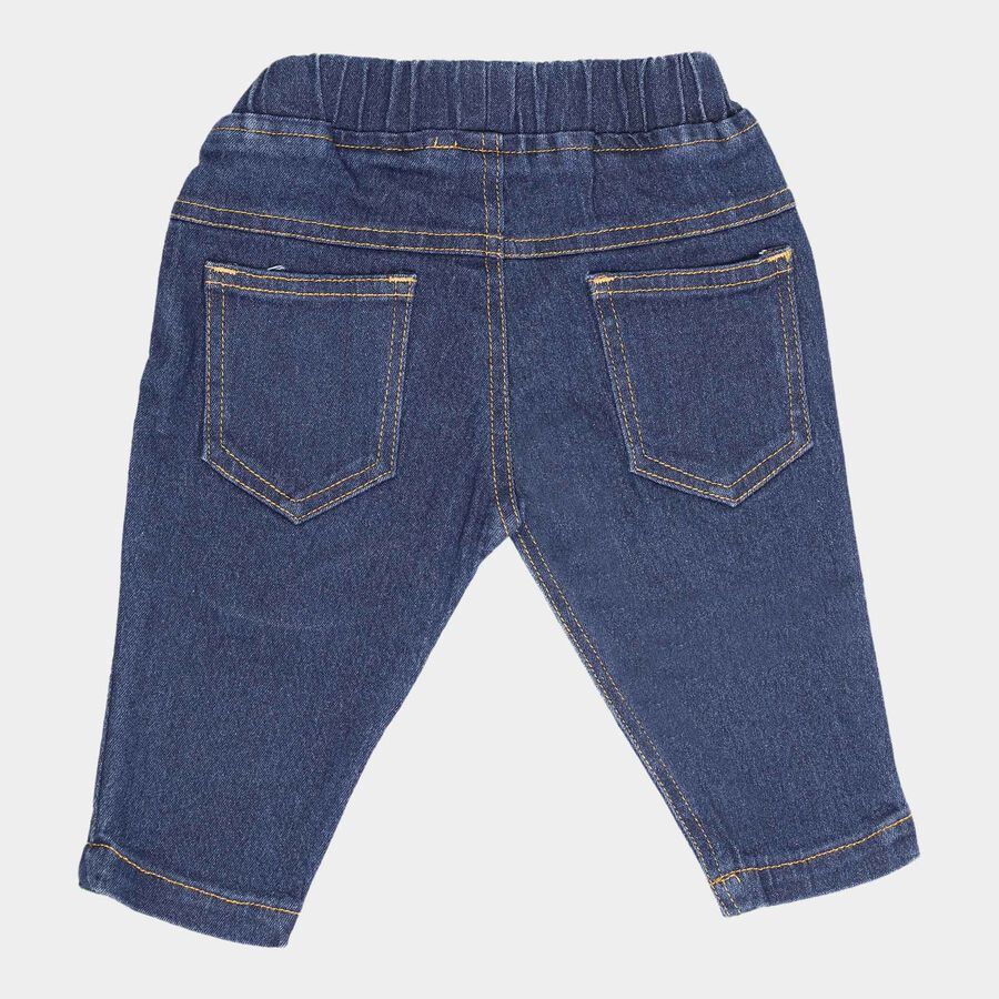 Infants Washed Elasticated Regular Jeans, Mid Blue, large image number null