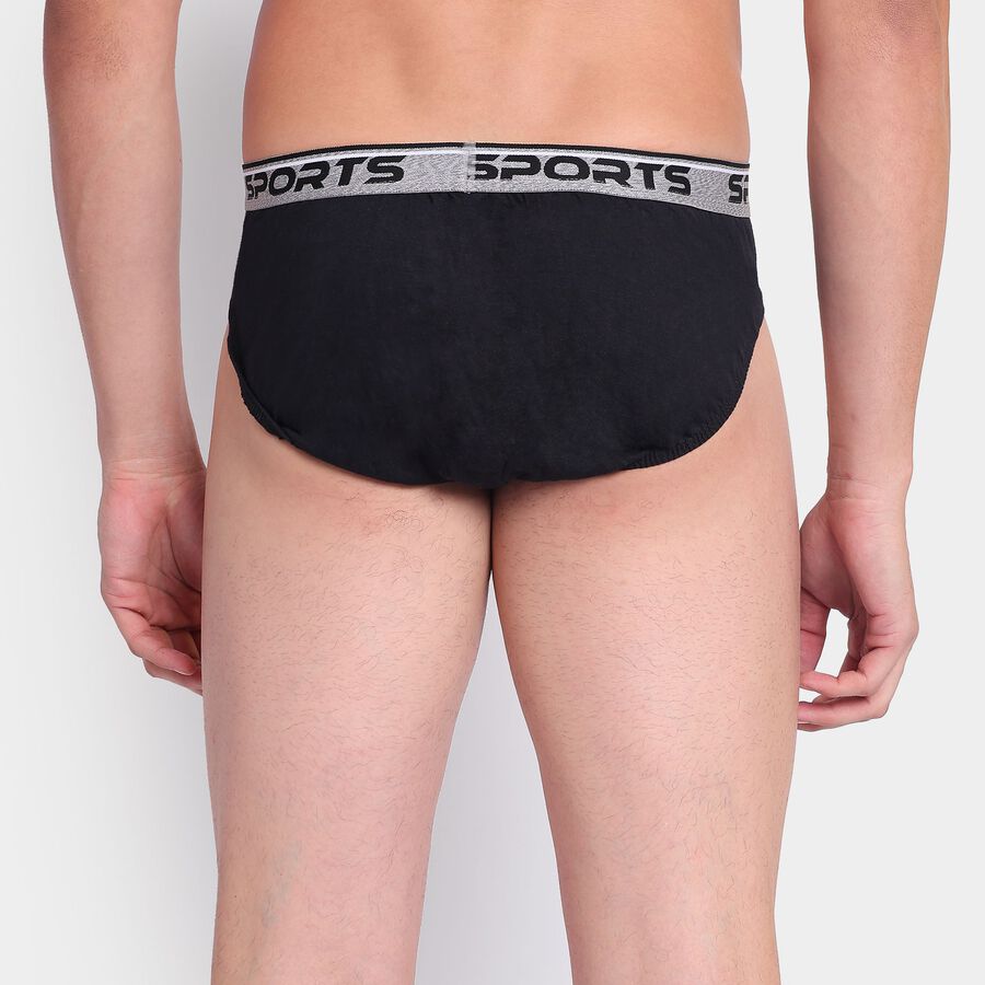 Men's100% Cotton Briefs, Black, large image number null