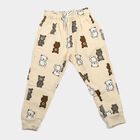 Boys' Beige Regular Fit Bear Printed Jogger Pyjama, Beige, small