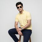 Men Yellow Polo Neck Polo T-Shirt, Yellow, small