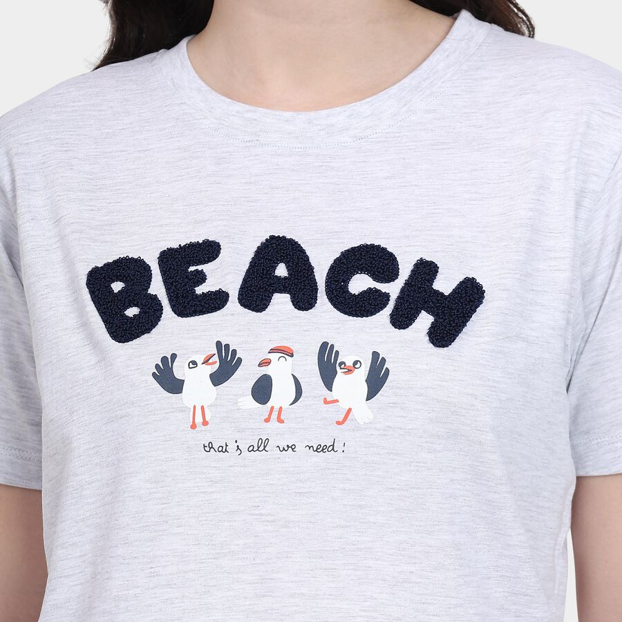 Ladies' Round Neck T-Shirt , Ecru Melange, large image number null