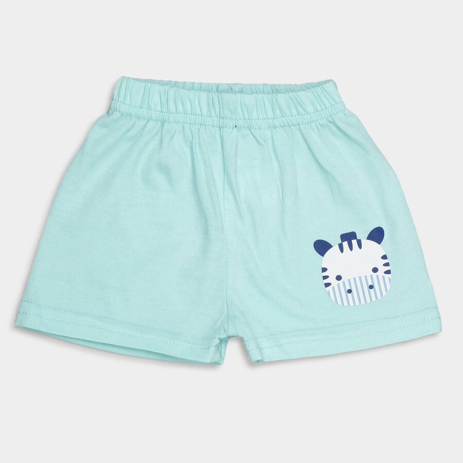 Infants Solid Elasticated Waist Half Pant, Light Green, large image number null