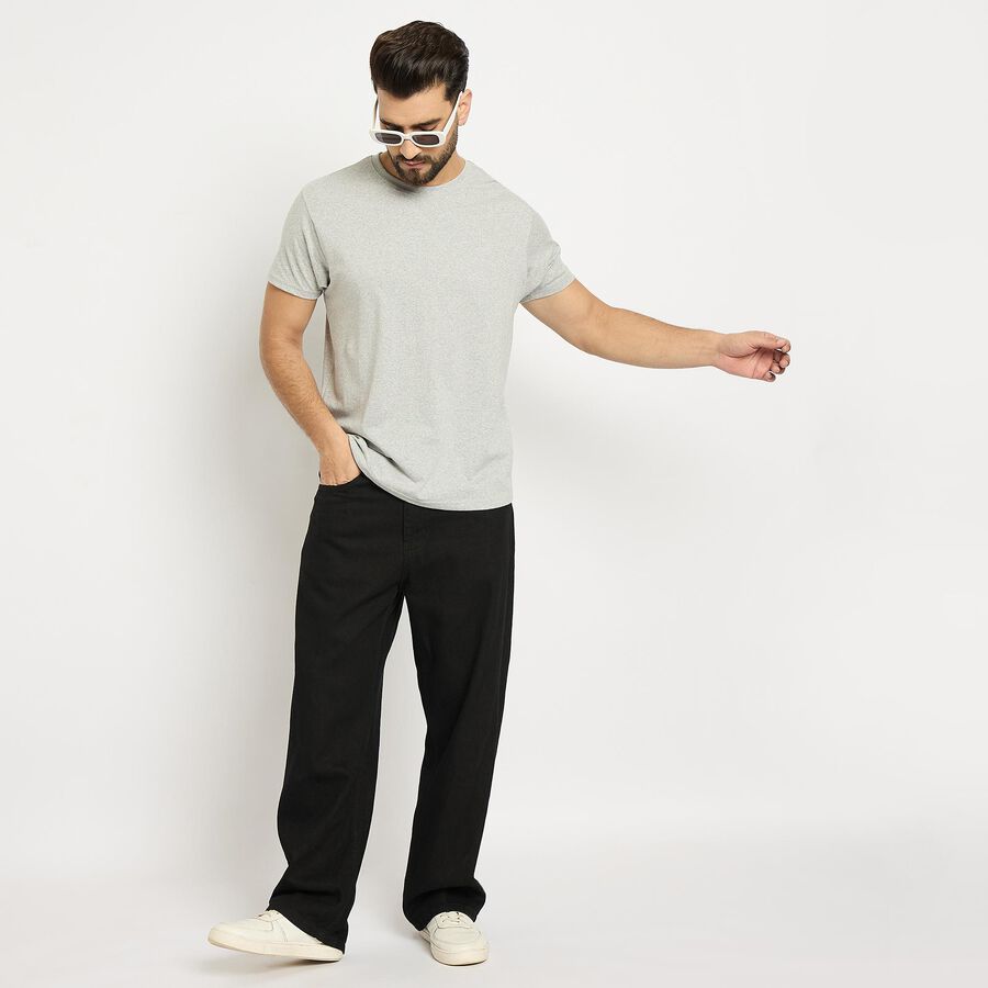 Men's Round Neck Half Sleeves T-Shirt , Melange Mid Grey, large image number null