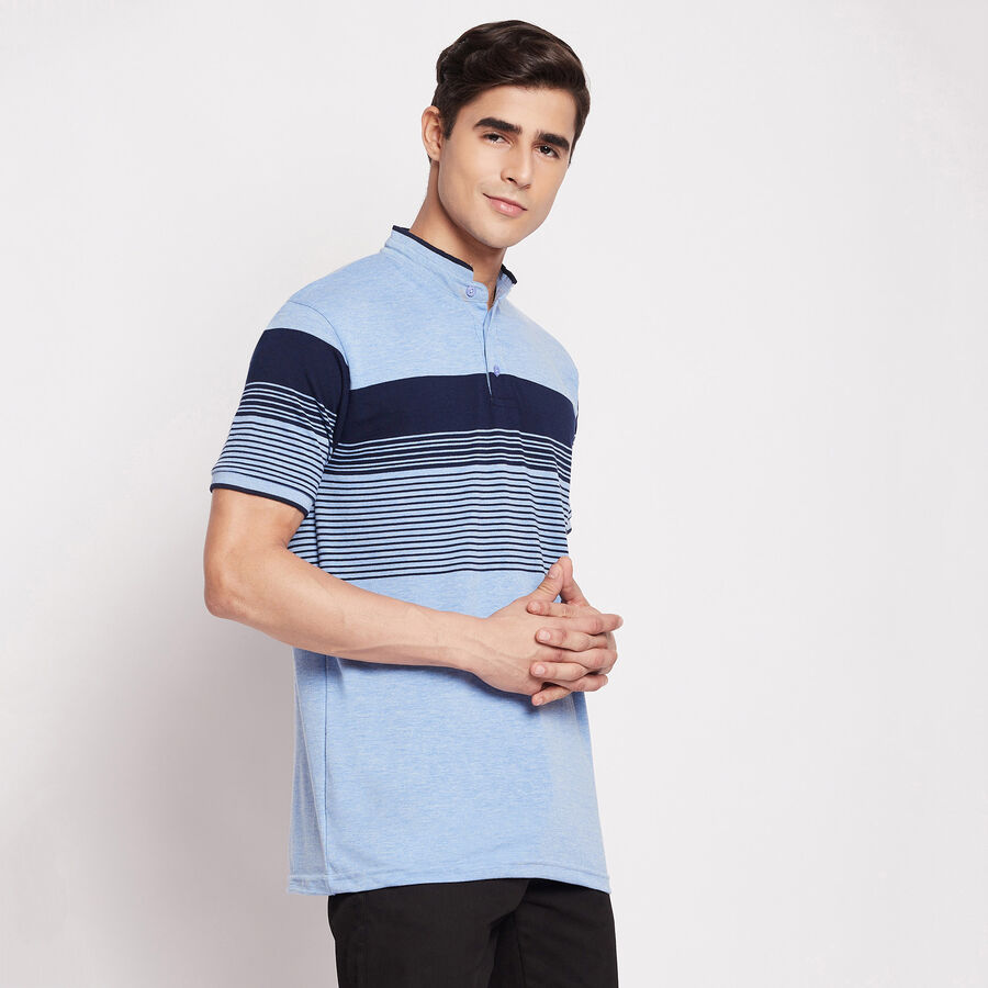Stripes Henley T-Shirt, Dark Blue, large image number null