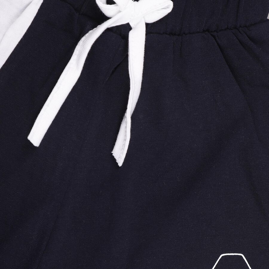 Boys' Navy Cotton Round Neck Graphic Baba Suit, Navy Blue, large image number null