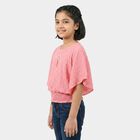 Girls Pink Round Neck Regular T-Shirt, हल्का गुलाबी, small