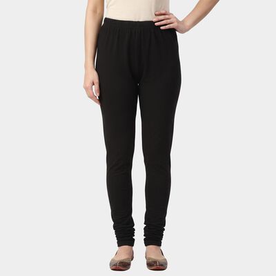 Women's Black Slim Fit Elastic Waist Churidar
