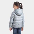 Girls' Light Blue Hooded Puffer Jacket, Light Blue, small