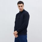 Men's Deep Midnight Navy Buttoned Neckline Quilted Sweatshirt, Navy Blue, small image number null