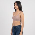 Women's Brown Scoop Neck Bralette Bra, भूरा, small
