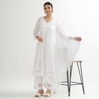 Women's White Cotton Embroidered Ethnic Set, Off White, small image number null