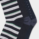 Cotton Spandex Stripes Socks, Navy Blue, small image number null