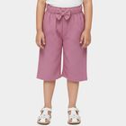 Girls' Pink Relaxed-Fit Textured Bow Detail Capri, Pink, small