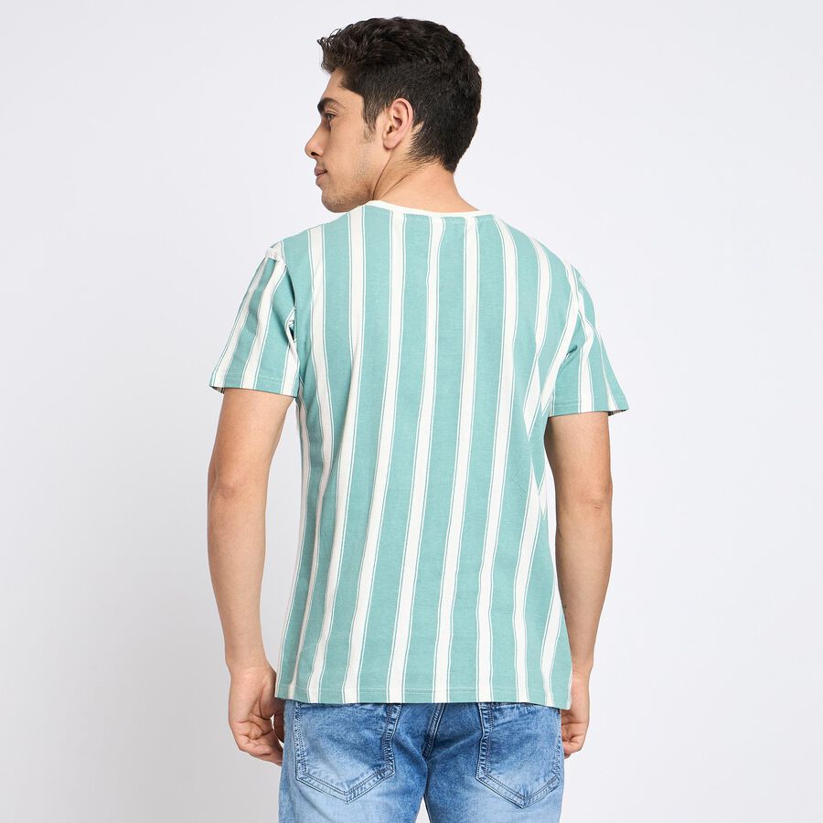 Men's 100% Cotton Round Neck Half Sleeves T-Shirt, Sky Blue, large