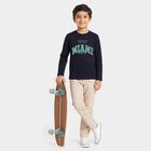 Boys Navy Blue Crew Neck Regular Boys T-Shirt, Navy Blue, small