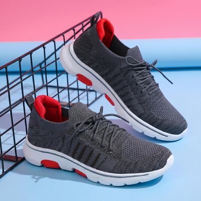 Women's Grey Lace-Up Sneakers