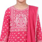 Girls Pink Round Neck Fusion Set Upper and Bottom Set, गुलाबी, small