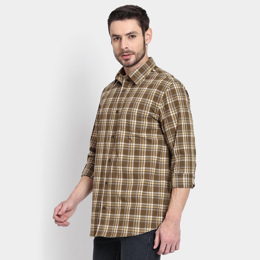 Men's 100% Cotton Casual Shirt , Olive, large image number null
